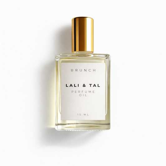 LALI & TAL BRUNCH perfume oil bottle photographed on a white background.