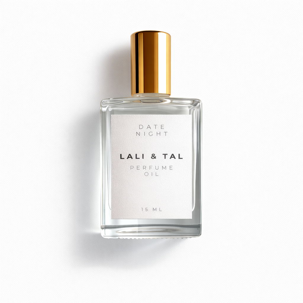 LALI & TAL DATE NIGHT perfume oil bottle photographed on a white background.
