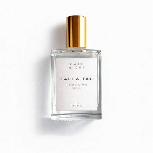 LALI & TAL DATE NIGHT perfume oil bottle photographed on a white background.