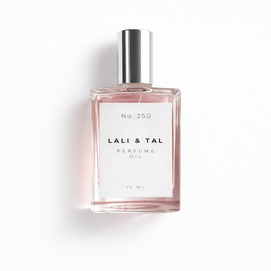 LALI & TAL No. 250 perfume oil bottle photographed on a white background.