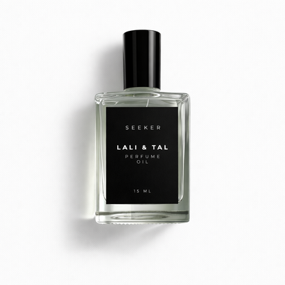 LALI & TAL SEEKER perfume oil bottle photographed on a white background.