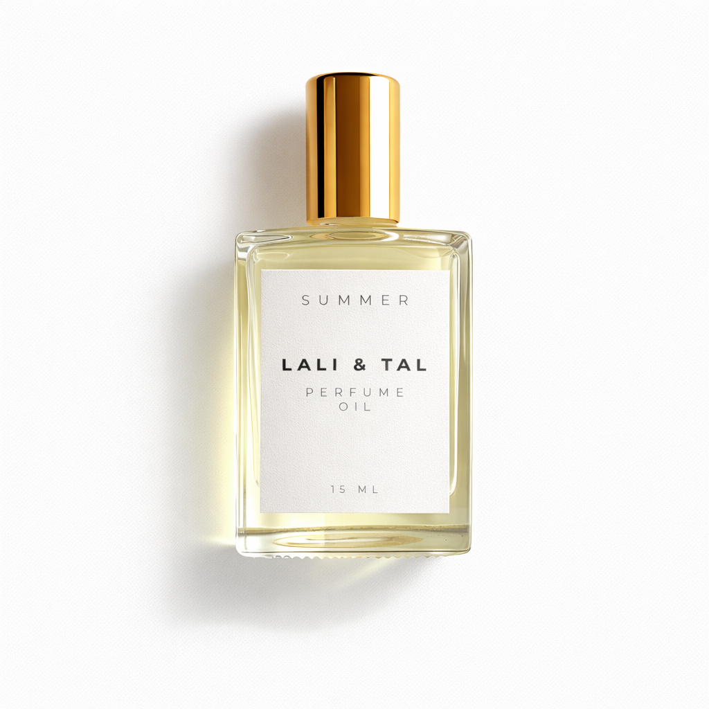 LALI & TAL SUMMER perfume oil bottle photographed on a white background.